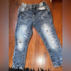 Kids red/ white/blue splatter paint Jeans